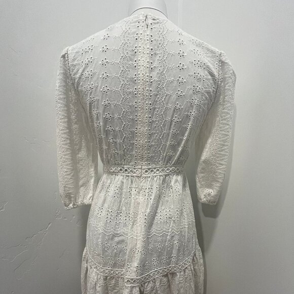 J. Crew Petite White Eyelet Flutter Hem Dress - Picture 4 of 6